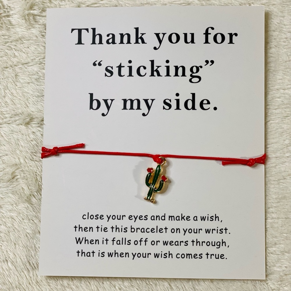 Friendship bracelet with card cactus 🌵 charm Make a wish cactus bracelet